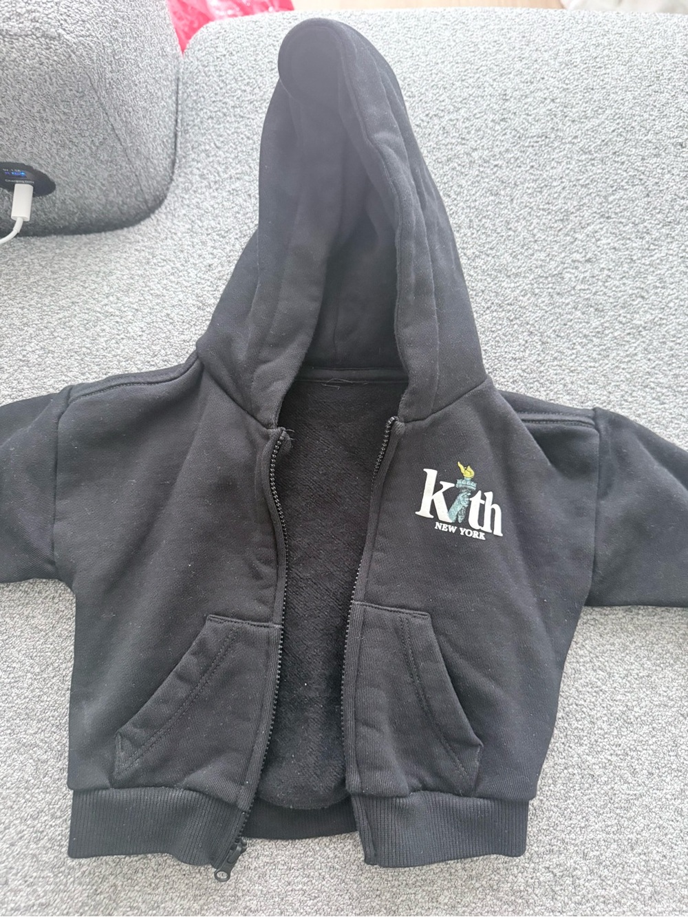 Kith Black Kids Zip Hoodie with White Logo